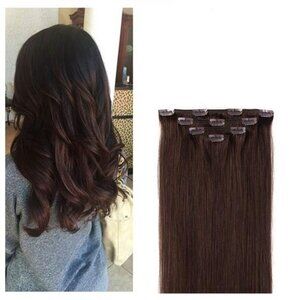 14" Hair Extensions Remy Human Hair for Women -50grams 4pcs Dark Brown #2 Color